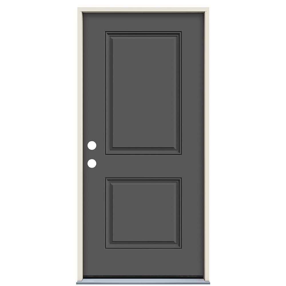 36 in. x 80 in. 2-Panel Right-Handed Steele Gray Painted Fiberglass Prehung Front Door with Energy Efficient Core price history on PriceWatchPro