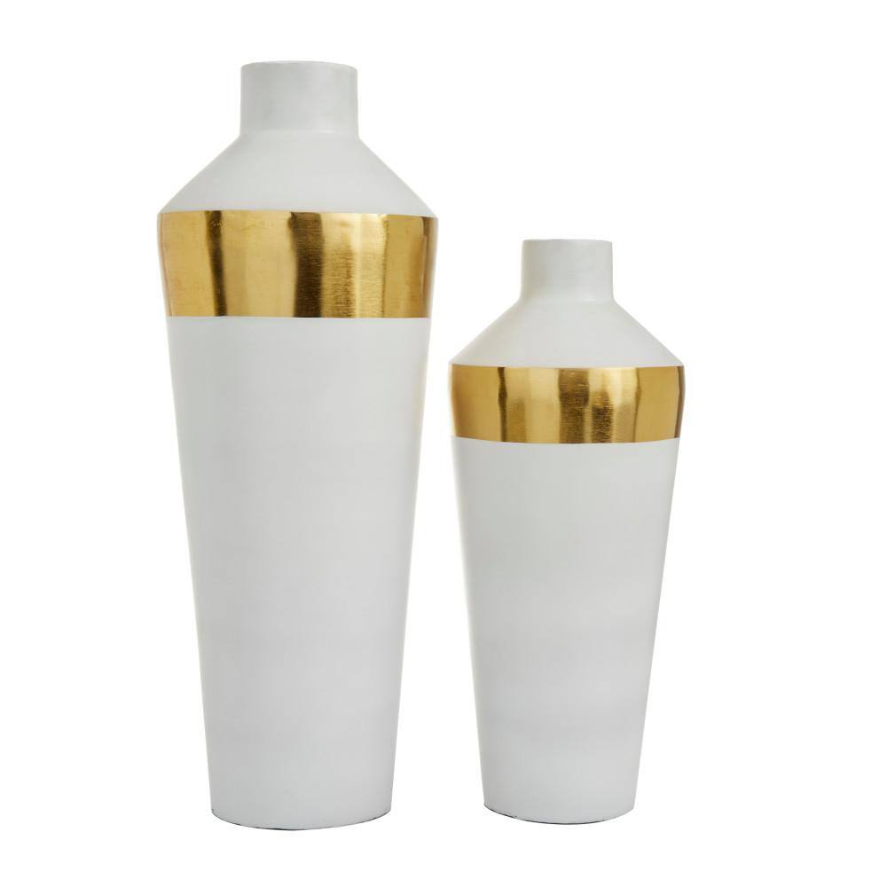 Contemporary Light Metal Bouquet Vase Duo - Round 20" Set