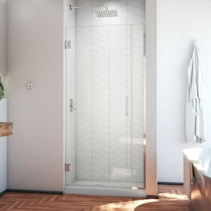 Unidoor Plus 35 to 35.5 in. x 72 in. Frameless Hinged Shower Door in Chrome
