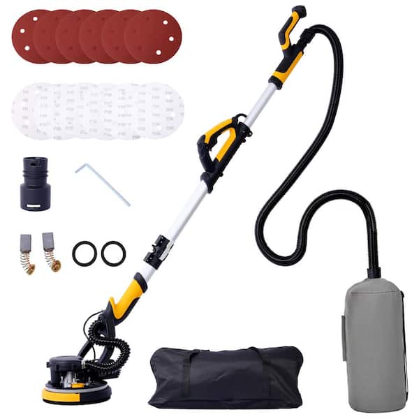 780W Electric Drywall Sander, Dustless Floor Sander with LED Light, Extendable & Foldable Handle, Yellow