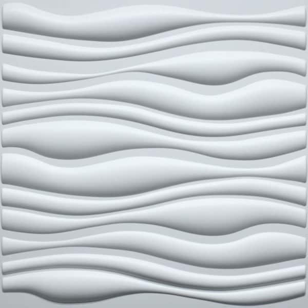 Dundee Deco Falkirk Ross 2/25 in. x 19.7 in. x 19.7 in. White PVC Wave 3D Decorative Wall Panel 5-Pack