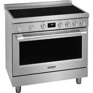 Professional 36 in. 5 Burner Element Slide-In Induction Range in Stainless Steel with Dual Fan Convection