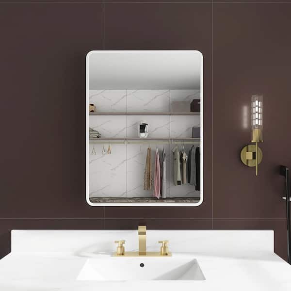 JimsMaison 24 in. W x 32 in. H Rectangular Iron Medicine Cabinet with Mirrors and Shelves