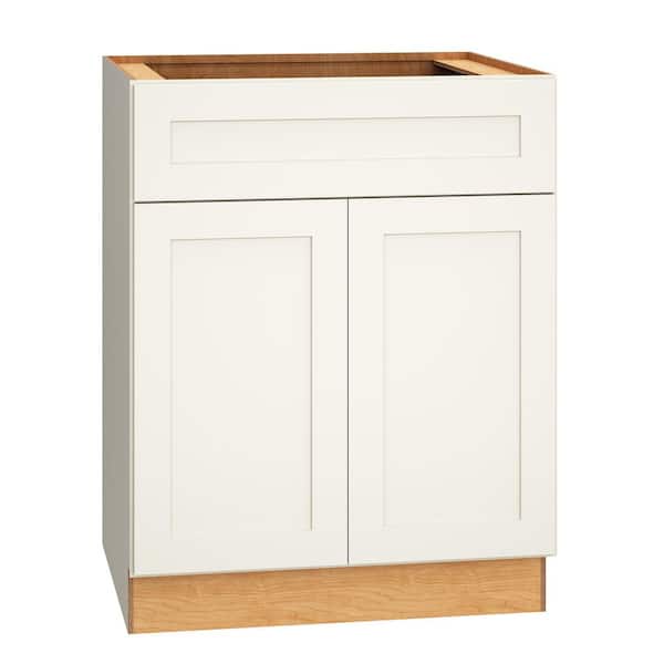 QuickShip Cottage 27 in. W x 24 in. D x 34.5 in. H Assembled Plywood Shaker Base Kitchen Cabinet in White