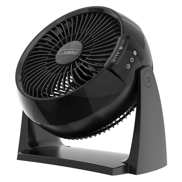 Lasko 10 in. 3-Speed Black Power Air Circulator Floor/Wall Fan with Auto-Off Timer Remote Control