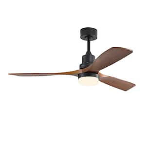 52 in. LED Indoor Black Ceiling Fan with Light and Remote Control Reverse Airflow Dimmable 3000K/4000K/6000K