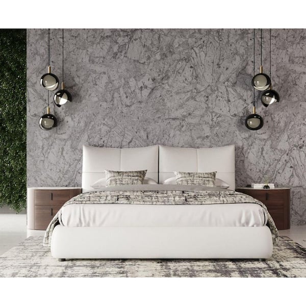 Modrest Patrick Modern White Wood Frame King Platform Bed