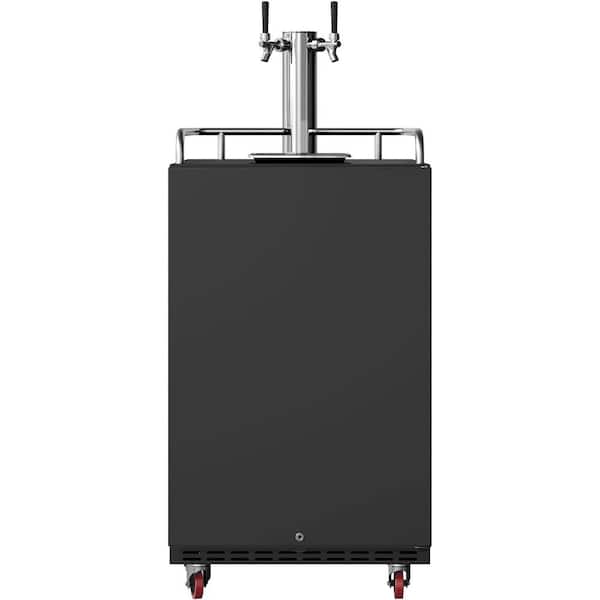 EdgeStar Twin Tap 24 in. Oversized Beer Keg Dispenser with Electronic Control Panel in Black