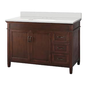 Ashburn 49 in. W x 22 in. D Vanity Cabinet in Mahogany with Engineered Marble Vanity Top in Snowstorm with White Basin