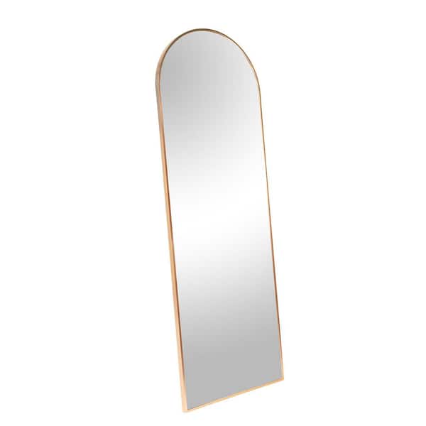 Unbranded Arched Gold Full Length Mirror 63 in. W. x 22 in. for bathroom, Full Body Mirror with Stand, Hanging or Leaning for Wall