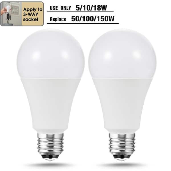YANSUN 50-Watt/100-Watt/150-Watt Equivalent A21 Energy Saving 3-Way LED Light Bulb in Warm White 3000K (2-Pack)