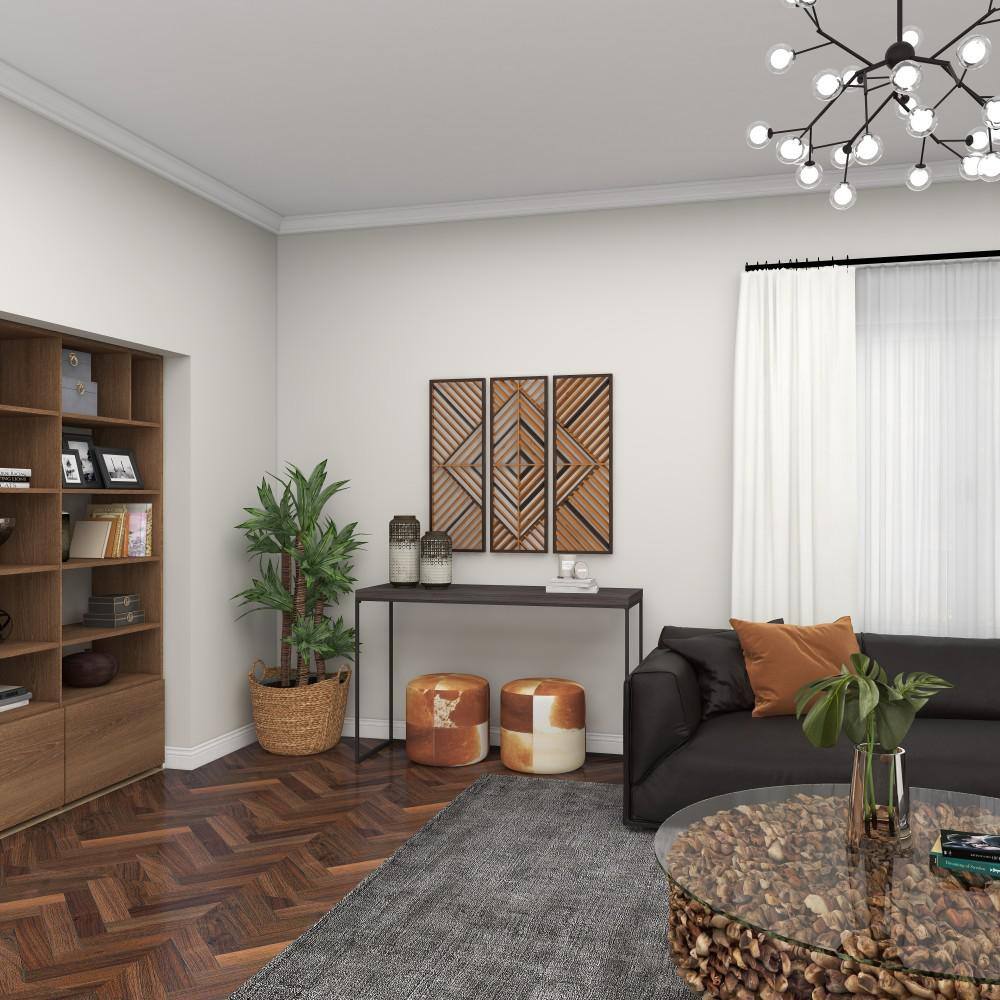 Brown and Light Brown Wood Geometric Wall Decor Set of 3