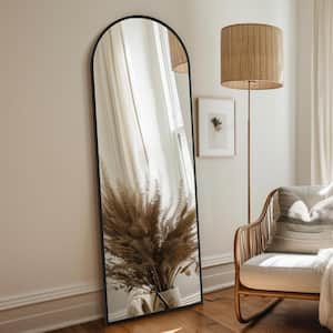 20 in. W x 63 in. H inch Metal Arch Stand Full Length Mirror in Black