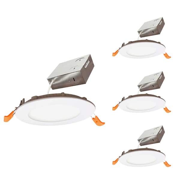 Bulbrite 4 in. Canless 4000K, 75-Watt Equivalent, New Construction Integrated LED Recessed Light Kit with Metal JBOX(4-Pack )