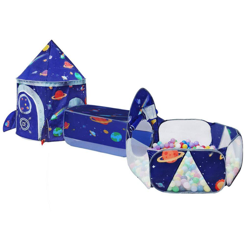 3-Pieces Space Rocket Ship Playhouse with Crawl Tunnel and Ball Pit for Kids, Indoor Outdoor Play Tent Set for Toddlers price history on PriceWatchPro