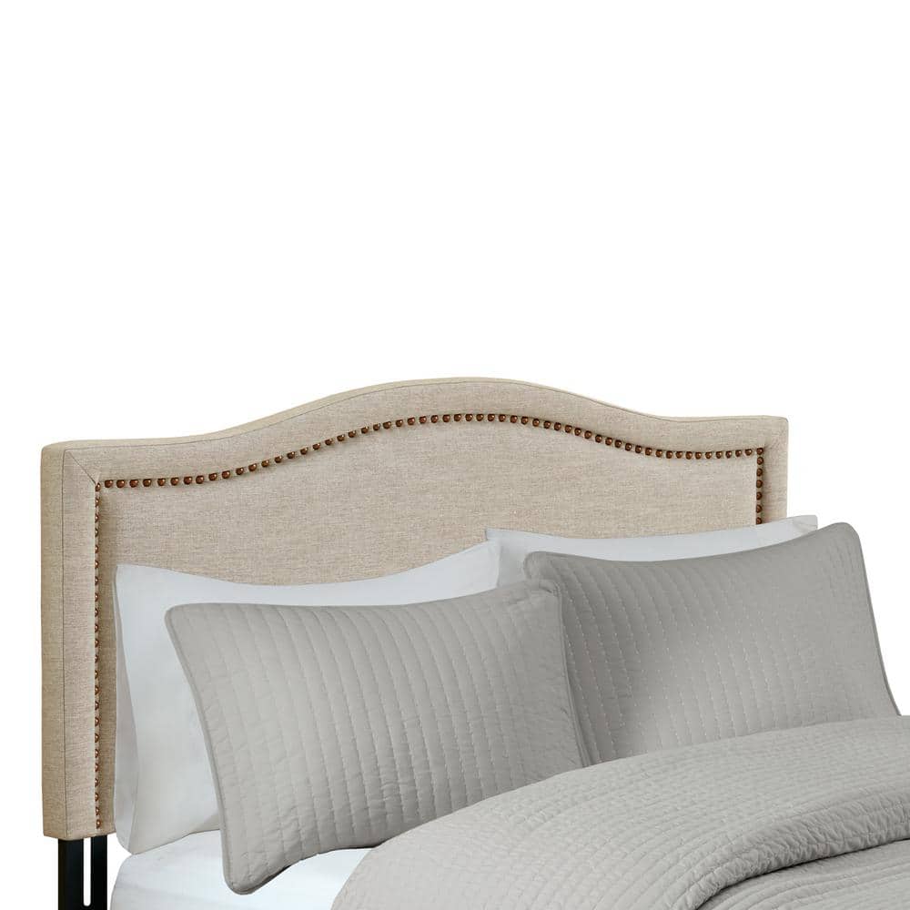Natural Upholstered King Headboard with Metal Legs