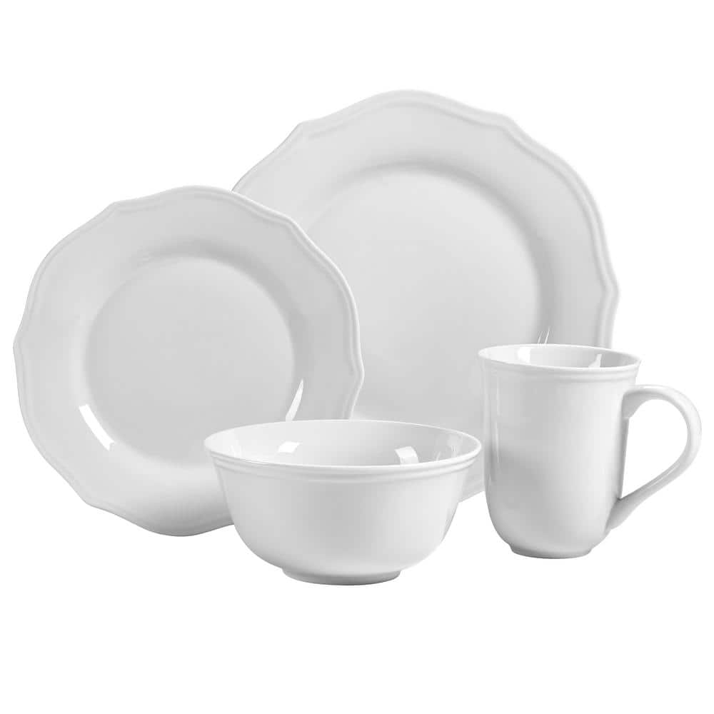 Over And Back 16-Piece Casual White Porcelain Dinnerware Set (Service ...