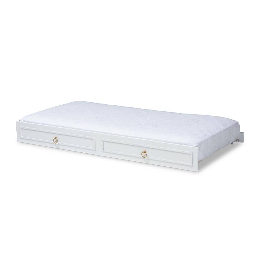 Mariana White Wood Twin Trundle Bed with Drawer