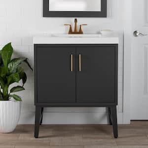 Willmar 31 in. W x 19 in. D x 37 in. H Single Sink Freestanding Bath Vanity in Shale Gray with White Cultured Marble Top