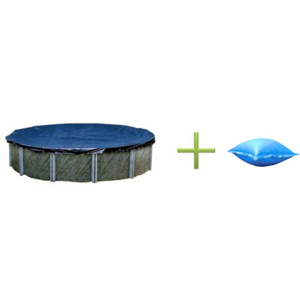 Swimline 18 ft. Round Above Ground Swimming Pool Winter Cover and 4 ft. x 8 ft. Closing Air Pillow