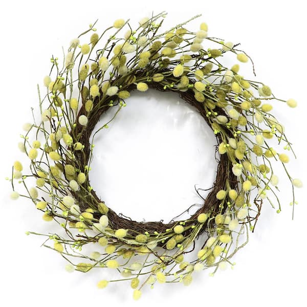 Puleo International 22 in. Wreath with Pussy Willow
