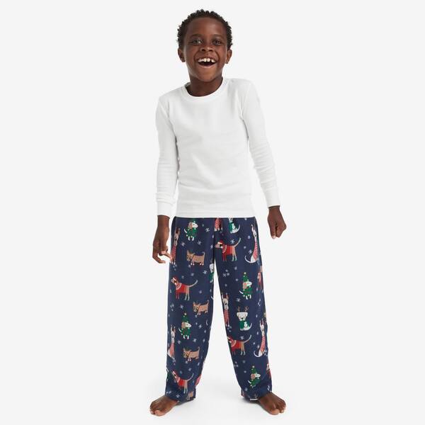 The Company Store Company Cotton Family Flannel Unisex 10 Navy Multi Pajama Set