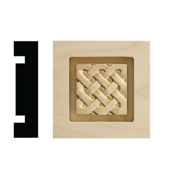 Ornamental Mouldings Celtic Collection 13/16 in. x 3-1/4 in. x 3-1/4 in. White Hardwood Casing Door and Window Corner Block Moulding