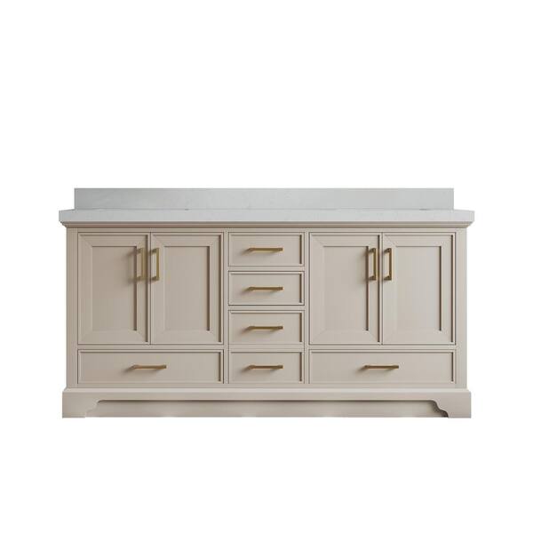 Willow Collections Charlotte 72 in. Double Sink Freestanding Black Top Bath Vanity with Carrara Qt. Top Unassembled
