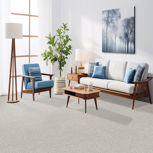 Hainsridge Frosty- Gray 68 oz. Triexta Texture Installed Carpet