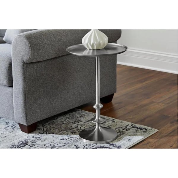 round pewter side table