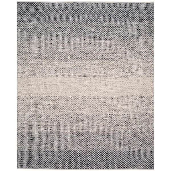 SAFAVIEH Montauk Navy/Ivory 9 ft. x 12 ft. Striped Distressed Geometric Area Rug