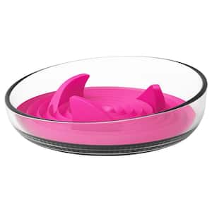 12 oz. Cirlicue' Shark Fin Shaped Modern Slow Feeding Pet Bowl in Pink