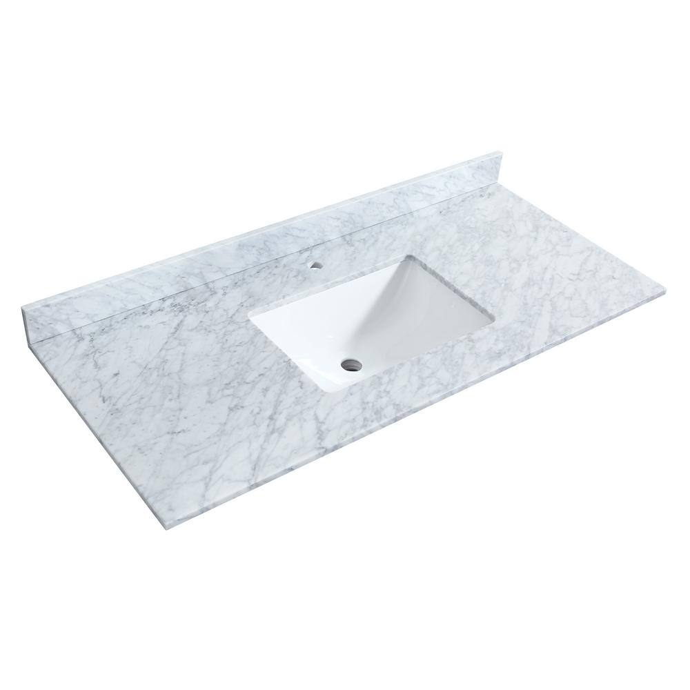 Miranda 48" Dark Gray European Shaker Bathroom Vanity with White Carrara Marble Top
