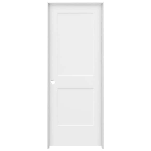 JELD-WEN 30 in. x 80 in. 2 Panel Monroe Primed Right-Hand Smooth Solid Core Molded Composite MDF Single Prehung Interior Door
