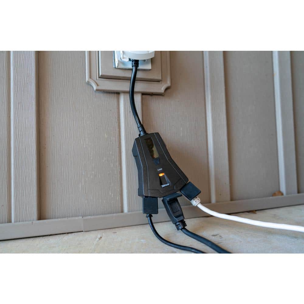 Black Outdoor Programmable Lighting Timer with Remote Control