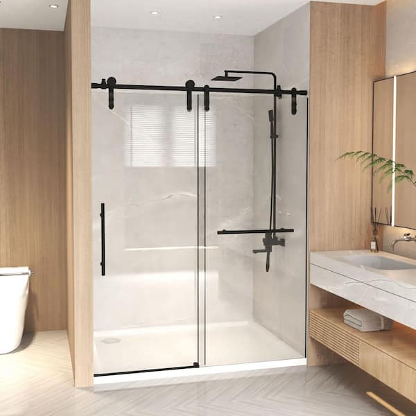 Ximuprmy 56-60 in. W x 76 in. H Frameless Sliding Shower Door in