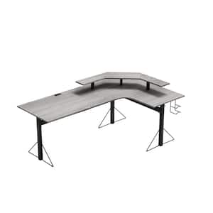 78 in. L-Shaped Gray/Black Computer Gaming Desk with Shelf