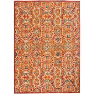 Allur Red Multicolor 4 ft. x 6 ft. Floral Medallion Boho Transitional Area Rug