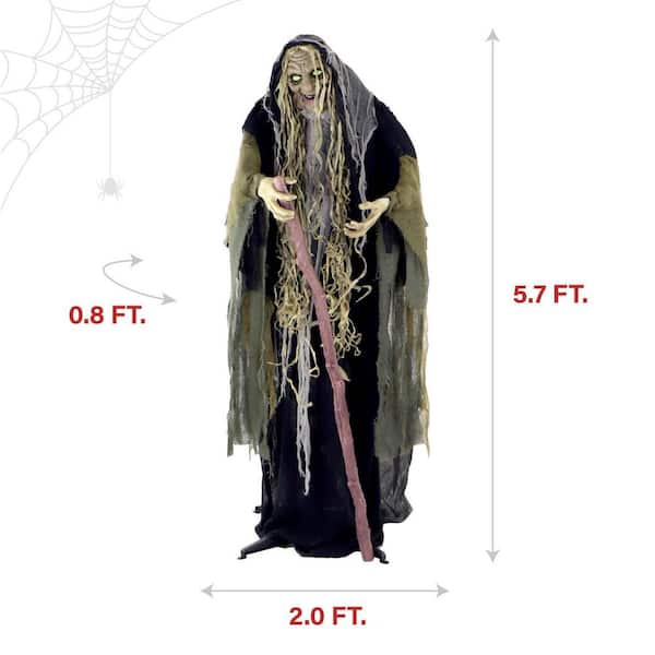 Haunted Hill Farm 68 in. Touch Activated Animatronic Witch HHWITCH
