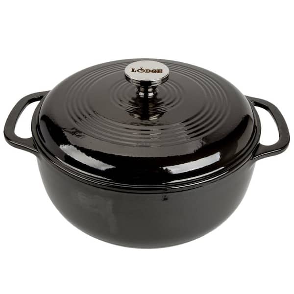 Lodge Enamelware 6 qt. Round Cast Iron Dutch Oven in Midnight with Lid  EC6D18 - The Home Depot