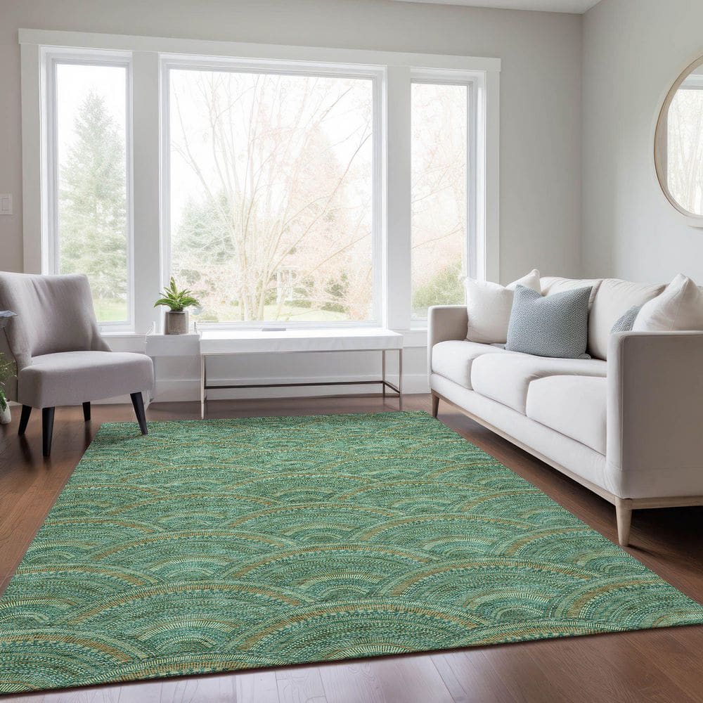 Sage Green Rectangular Synthetic Indoor/Outdoor Rug 2'6" x 3'10"