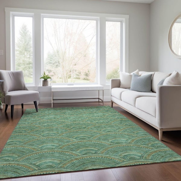 Chantille Machine Washable Indoor/Outdoor Abstract ACN984 Sage 2 ft. 6 in. x 3 ft. 10 in. Area Rug