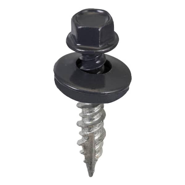 #9 x 1 in. 1/4 in. Hex Head Metal to Wood Screws in Charcoal Gray (Bag of 250)