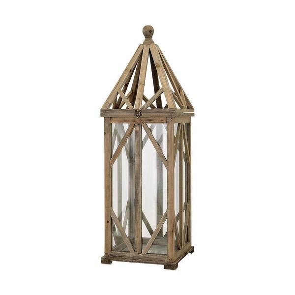 Unbranded Dover 11 in. Natural Wood Lantern