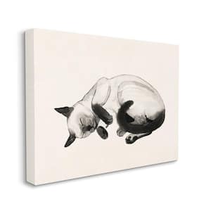 "Siamese Cat Nap Minimal Relaxed Pet" by Grace Popp Unframed Animal Canvas Wall Art Print 36 in. x 48 in.