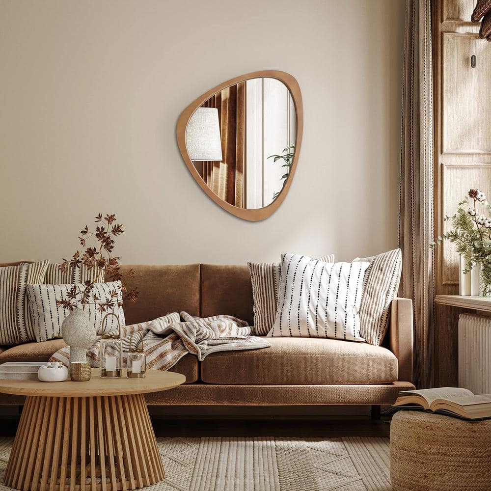 Natural Pine Asymmetrical Wall Mirror, 22" x 28"