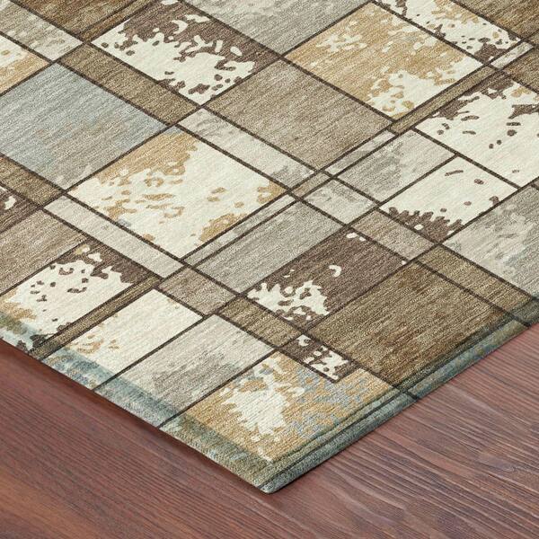 Chantille Machine Washable Indoor/Outdoor Abstract ACN2442 Brown 2 ft. x 7 ft. Runner Rug