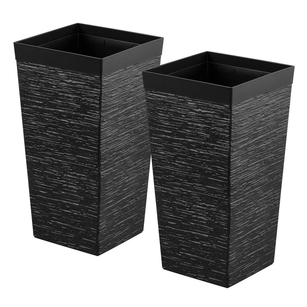 8 qt. Black Plastic Square Planter and Drainage Holes, (11.81 in. L x 11.81 in. W x 22.84 in. H) 2-Pack 2025 Update price history on PriceWatchPro