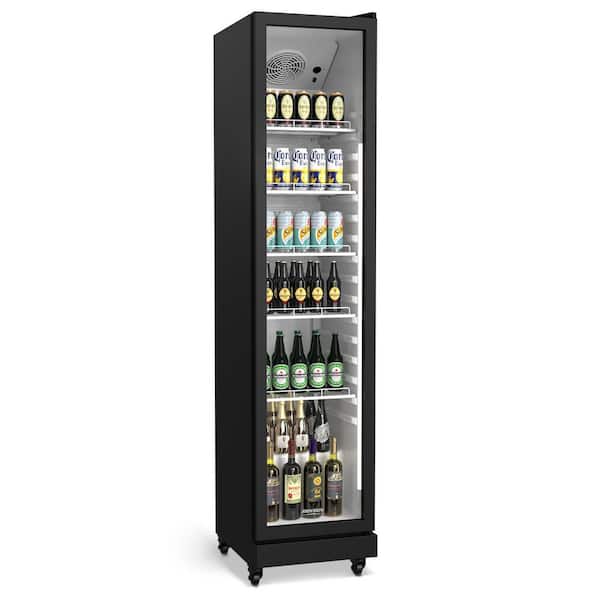 8 cu. ft. Commercial Upright Display Glass Door Beverage Refrigerator in Black