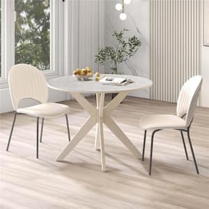White Wood 36 in. Cross Legs Dining Table Seats 4